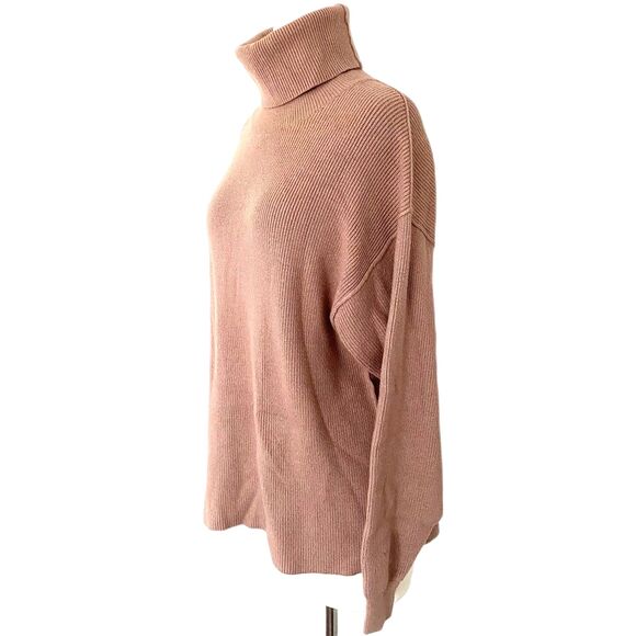 Free People Oversized Ribbed Turtleneck Tunic Sweater Chunky Knit Sz XS - Picture 4 of 10